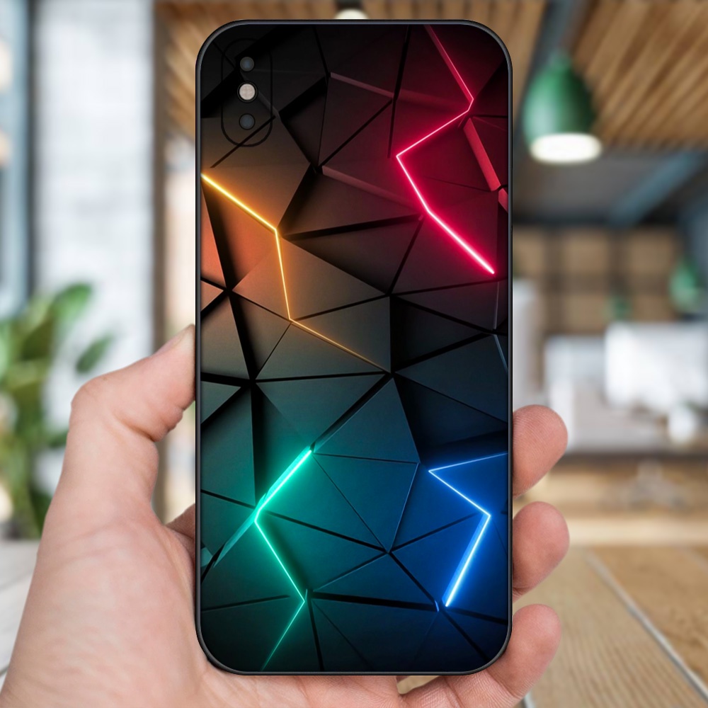 Ốp lưng iPhone Xs Max dẻo đen cạnh vuông in hình hoạ tiết 3D