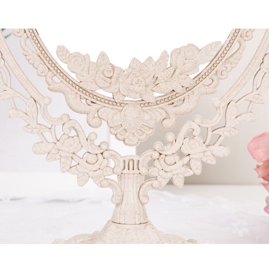 Gương trang điểm để bàn Gu Decor Wooden, Gương soi xoay 360 độ decor trang trí phòng ngủ