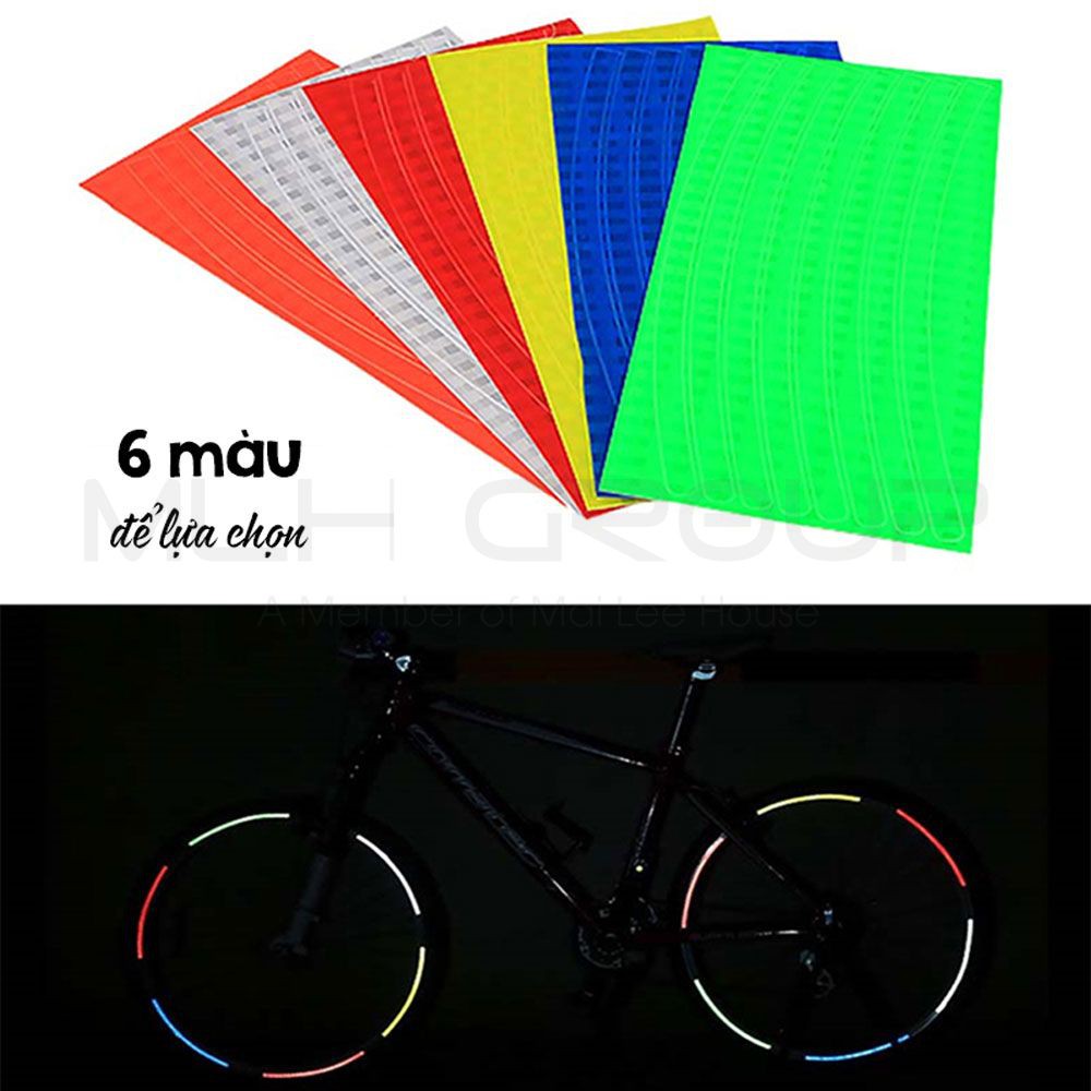 Miếng Dán Phản Quang Trang Trí Vành Bánh Xe Đạp Decal Phản Quang Dán Vành Xe Đạp Chống Nước MLH