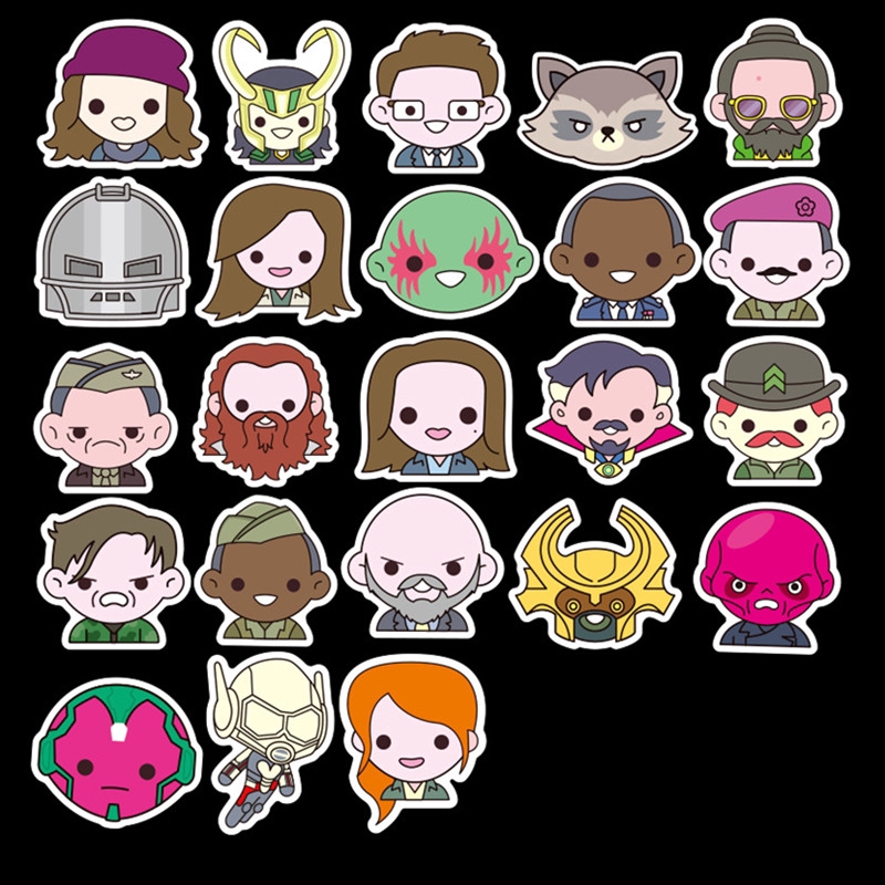 100Pcs/Set ❉ Marvel Superhero - Q Cartoon Head Portraits Stickers ❉ DIY Fashion Luggage Laptop Skateboard Decals Doodle Stickers