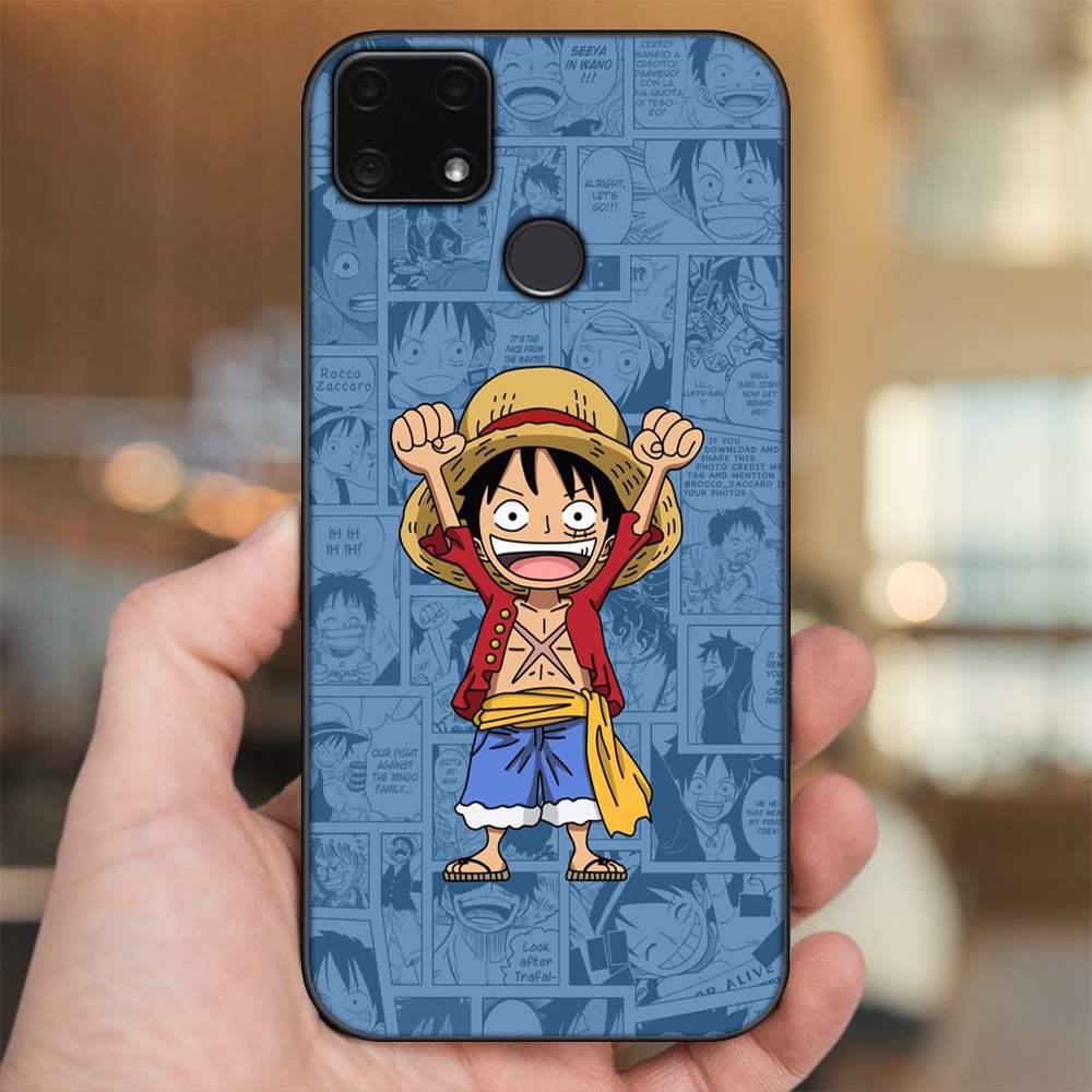 Ốp lưng Realme C25 viền đen in hình Luffy One Piece