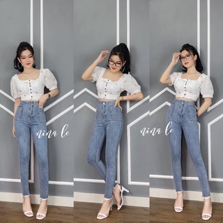 Quần jeans cạp cao dáng ôm