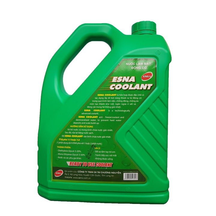 COMBO Nước làm mát xe ô tô màu xanh Esna  4L + Súc két nước Wurht 250ml