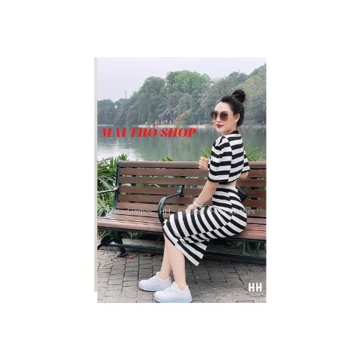 váy body kẻ hở lưng,đầm dáng dài chất zip co giãn độ body-Maithoshop