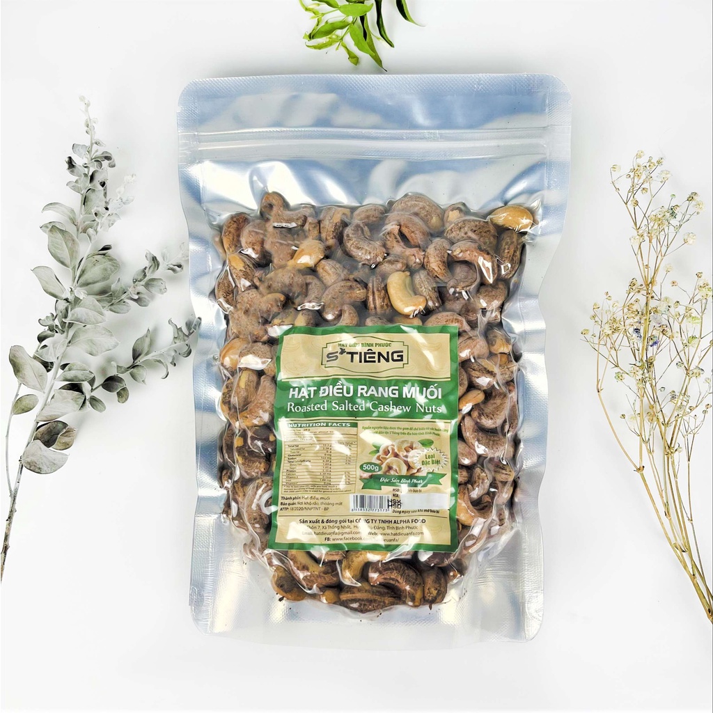 500Gr Hạt Điều Rang Muối STiêng Nguyên Hạt (Size 600 Hạt/Kg) Túi Zip