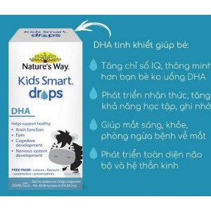 DHA dạng giọt Nature’s Way Kids Smart Drops DHA - Giúp Tăng IQ, Phát Triển Não Bộ Cho Bé 20ml [sishibaby]