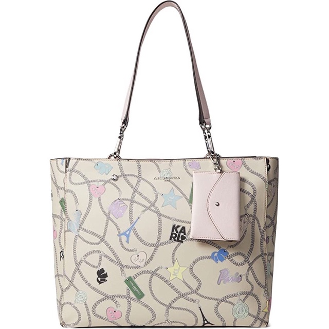 TÚI ĐEO VAI ADELE TOTE KARL LAGERFELD PHÁP MÀU KEM - AUTHENTIC