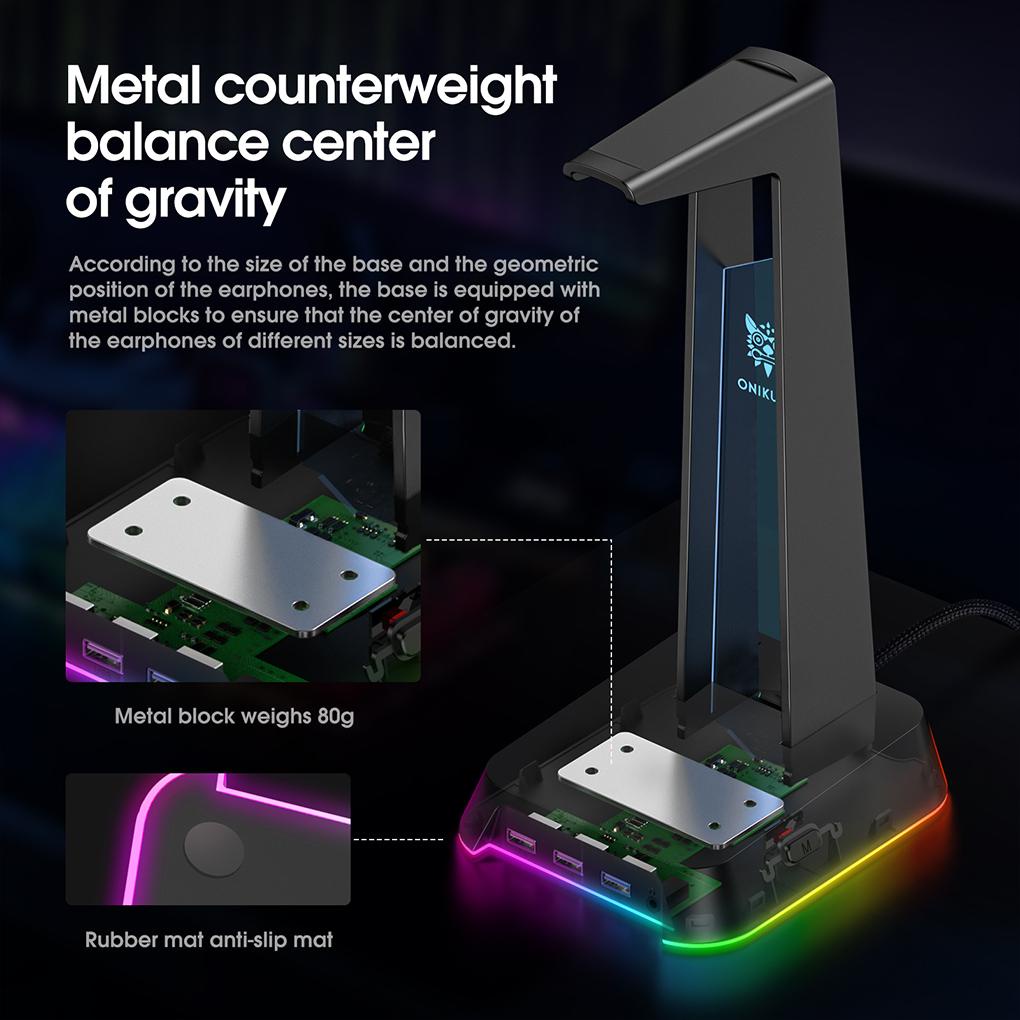 Giá Đỡ Tai Nghe ONIKUMA ST-2 3 Cổng USB Tiện Dụng Chất Lượng Cao