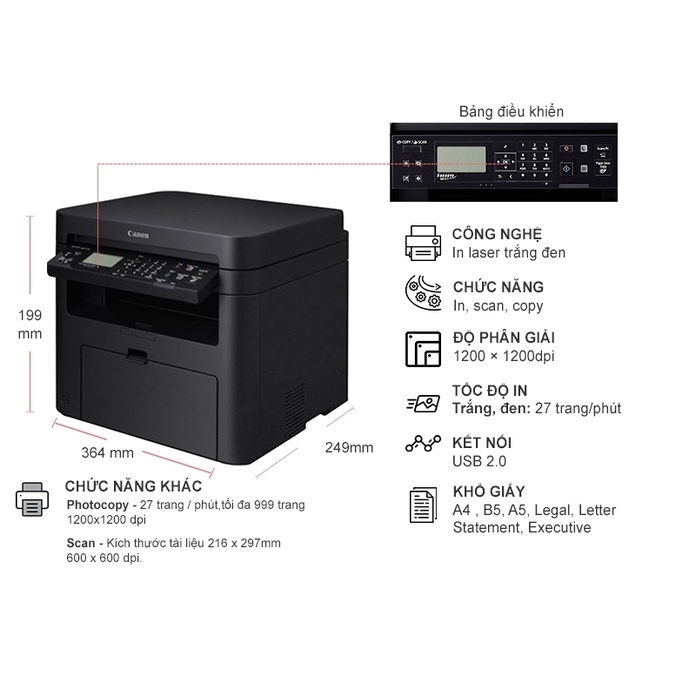 Máy in laser đa năng Canon MF241d Hàng chính hãng BH12T