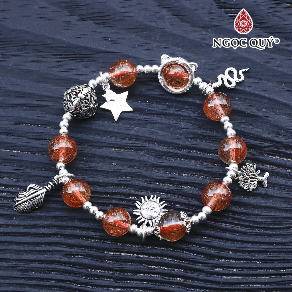 Vòng TA tóc đỏ phối charm bạc - Ngọc Quý