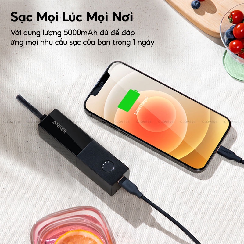 Pin Dự Phòng Anker 511 PowerCore Fusion 5K Kiêm Củ Sạc Nhanh 20W, 30 Phút Sạc Đầy 50% Pin, Dung Lượng 5000mAh, Nhỏ Gọn