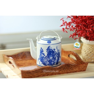 Khay gỗ dừa đựng ấm chén trà/ ly tách/ thức ăn hình chữ nhật có tay cầm - Quà tặng trang trí, chụp hình, handmade, decor