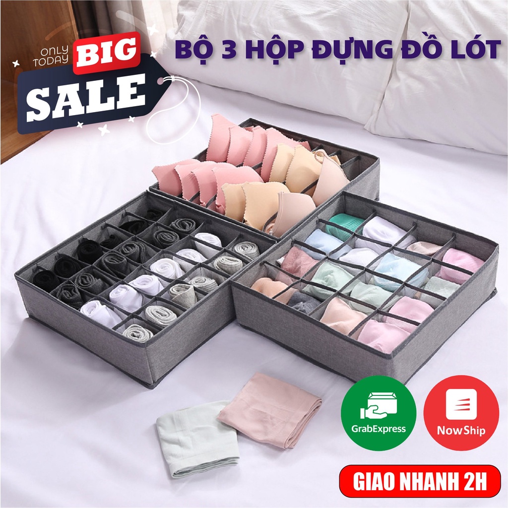 Hộp Đựng Đồ Lót, Tất Vớ, Quần Áo Chia Ngăn Bằng Vải 7,9 ngăn tiện lợi