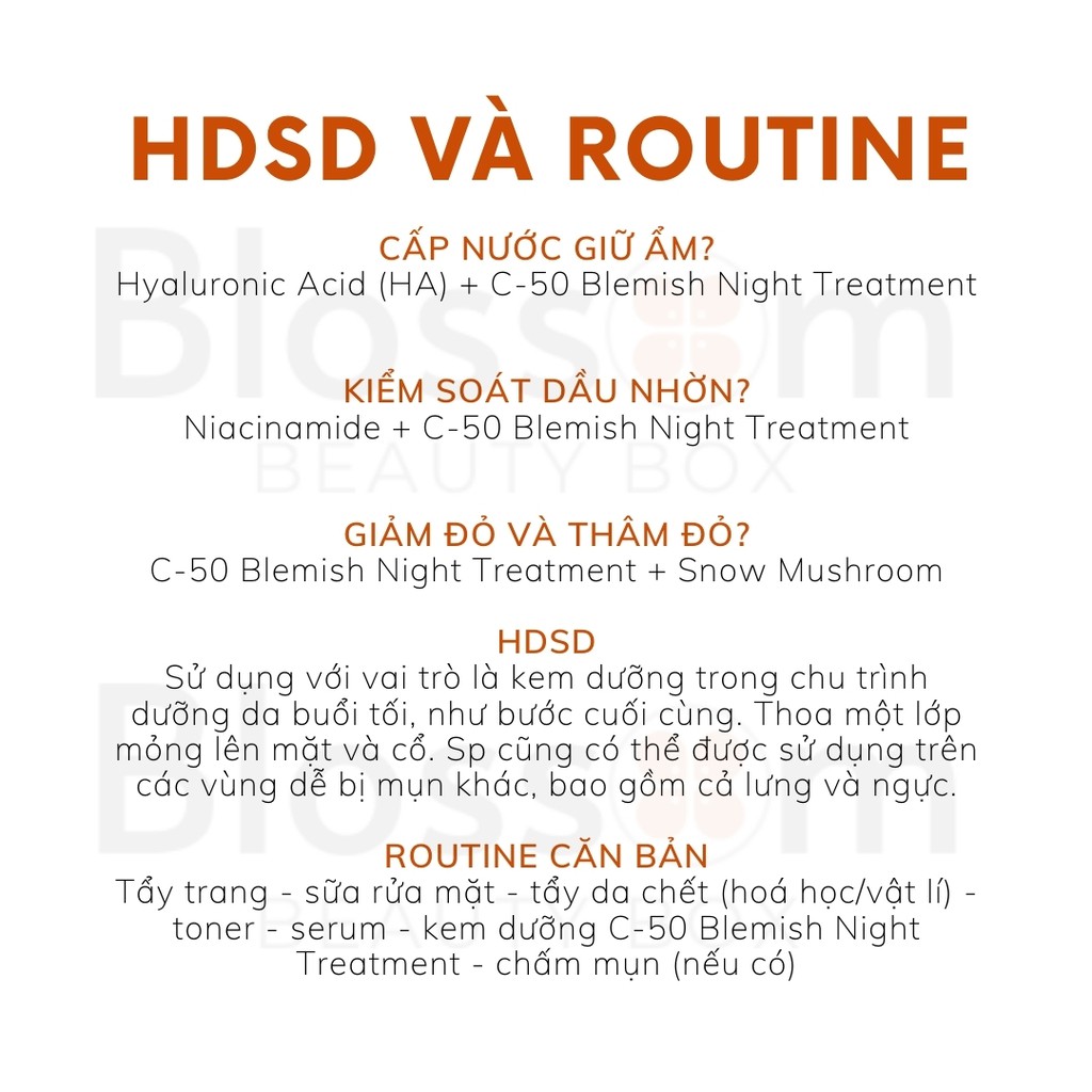 Kem dưỡng phục hồi da mụn, mờ thâm C-50 Blemish Night Treatment The Inkey List