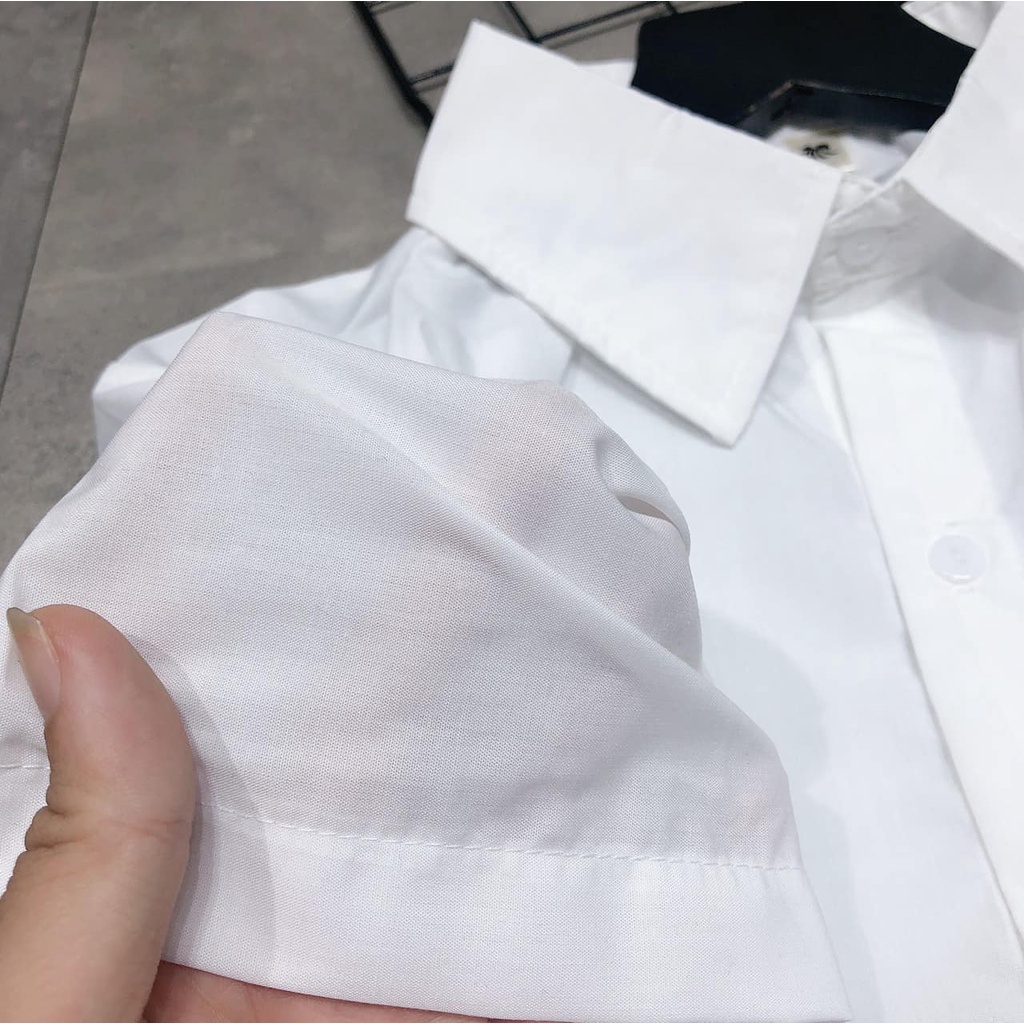 (MC)Áo sơ mi Tay Ngắn dáng croptop dây buộc quấn eo alohashop91