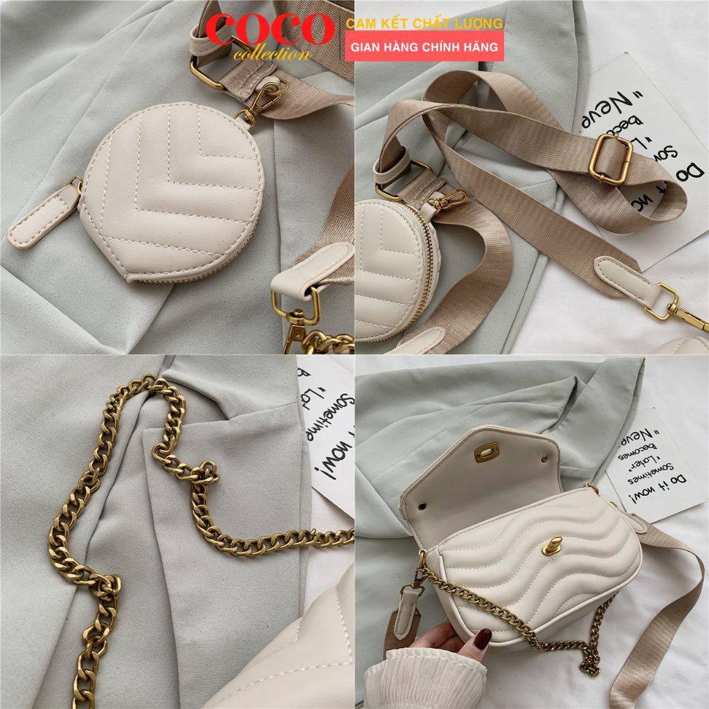 Túi xách nữ trần trám kèm ví nhỏ dây đeo bảng to hàng QC thời trang cao cấp đi chơi, túi đeo chéo nữ TX040429 Coco Store