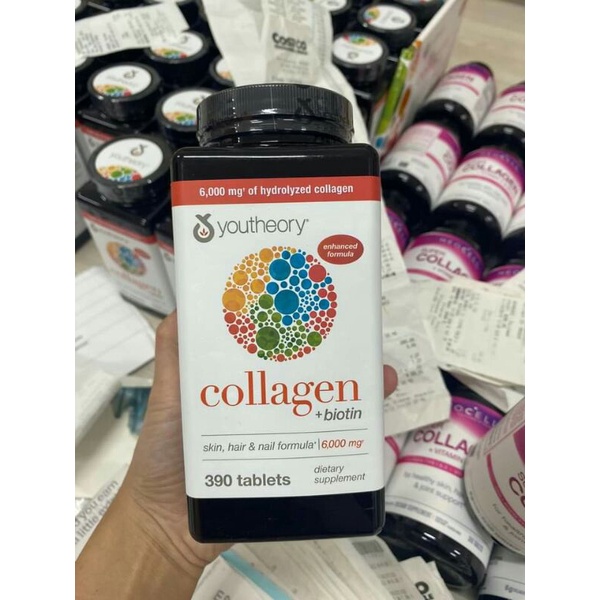 Viên uống Collagen Youtheory 390v - Collagen Biotin Hair nail Skin