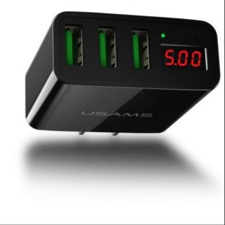 Cốc Sạc nhanh 3 cổng USB có hiển thị màn hình điện áp LCD cao cấp - Chính hãng