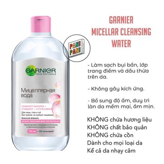 [100% AUTH]-700ML-Nước Tẩy Trang Không Cồn Garnier Micellar Cleansing Water