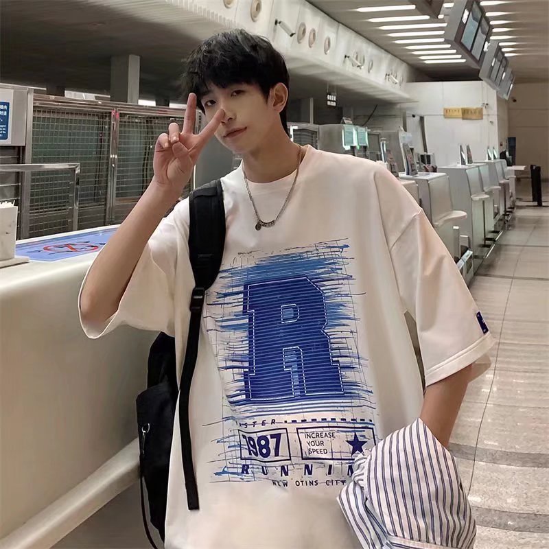 Áo Thun Tay Ngắn Dáng Rộng In Chữ Phong Cách Hip Hop Đường Phố Hàn Quốc Thời Trang Cho Nam Và Nữ [M-8XL]