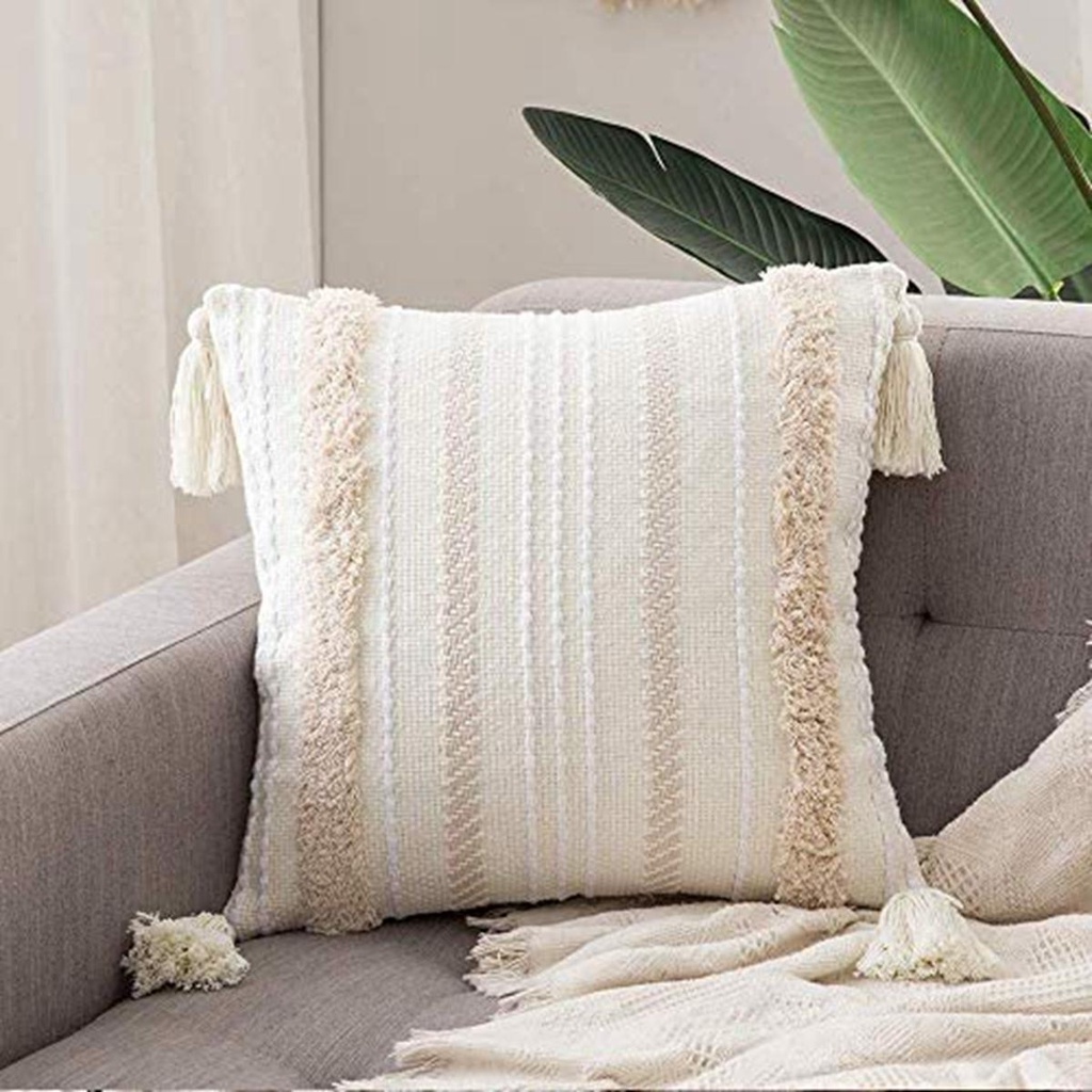 Vỏ Gối Sofa Dệt Tua Rua Phong Cách Boho