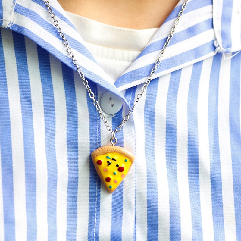 Vòng cổ Tình Bạn Mặt Nhựa Resin Hình Pizza 6 Thời Trang Cho Nam Và Nữ Best Friend Heart Pendant Necklace Adjustable Choker Jewelry Sets Geometry Couple Gift Party Jewelry Accessories Gift