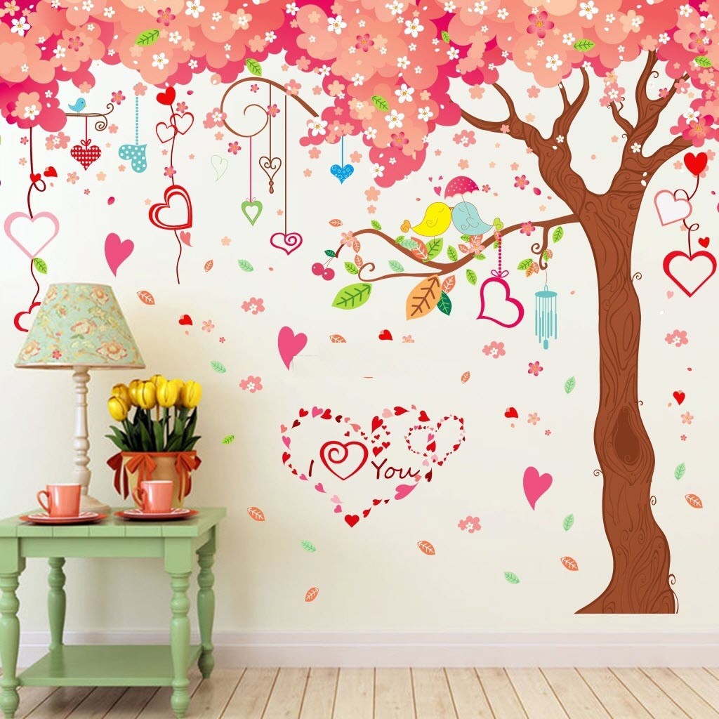 Decal dán tường cây tình yêu 2 BINBIN PK286 (Có keo sẵn)