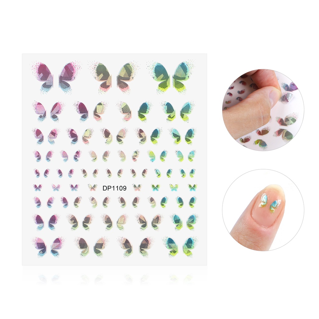1 Miếng Dán Trang Trí Móng Tay Hình Bướm/Bướm Nhiều Màu Sắc