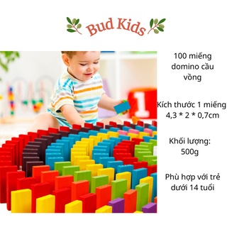 Đồ chơi xếp hình lắp ghép lắp ráp Domino gỗ thông minh Montessori cho bé 100 miếng ghép Bud Kids NH14