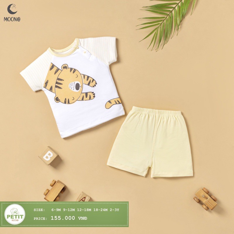 Bộ cộc tay petit Moon mềm mát, thấm hút bé trai bé gái