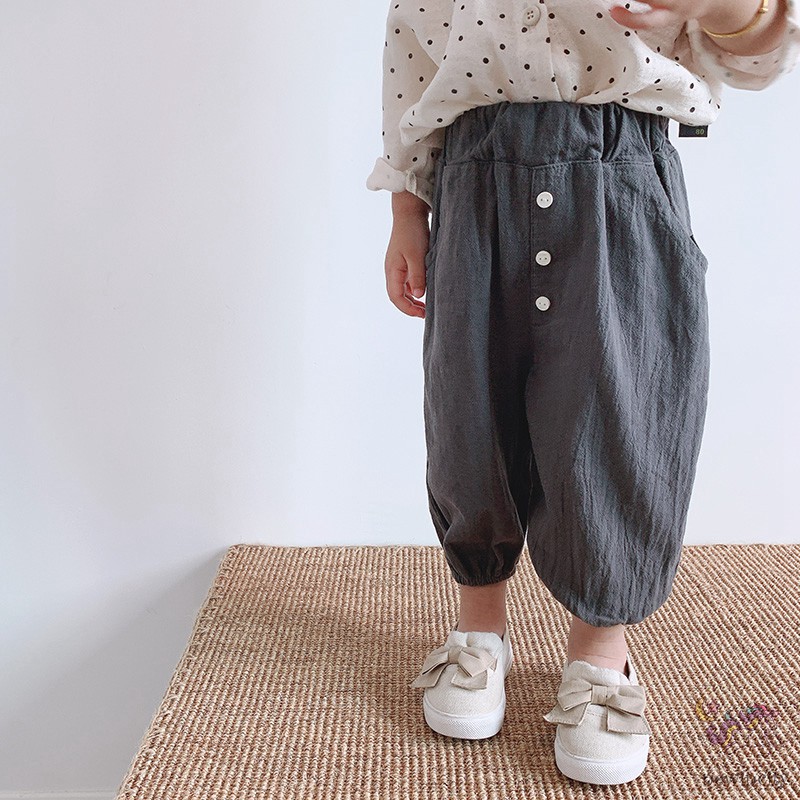 Quần Dài Vải Cotton Phong Cách Hàn Quốc Thời Trang Mùa Thu Cho Bé