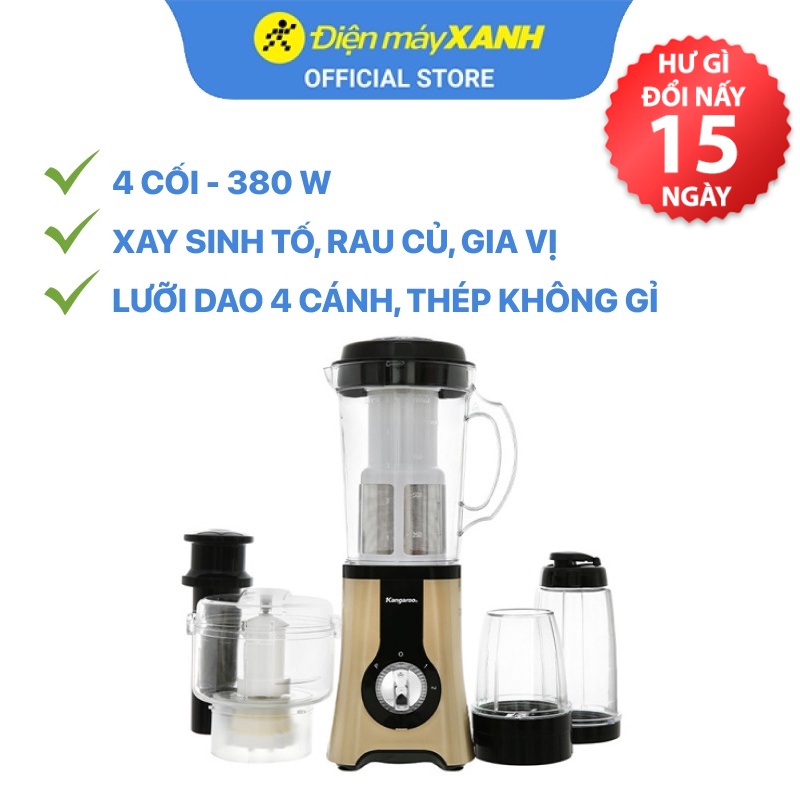 Máy xay sinh tố Kangaroo KG4B3 1 lít 380W xay sinh tố, rau củ, thịt, gia vị - Chính hãng BH 12 tháng