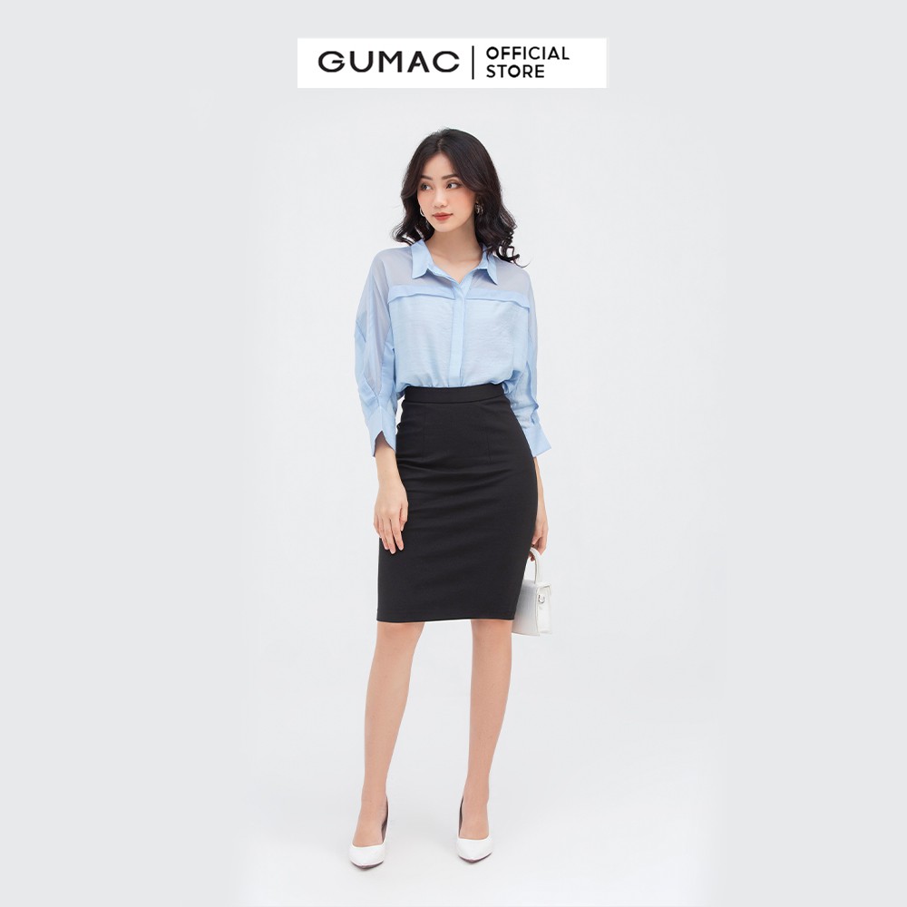 Chân váy nữ cơ bản GUMAC màu đen basic VB842 | BigBuy360 - bigbuy360.vn
