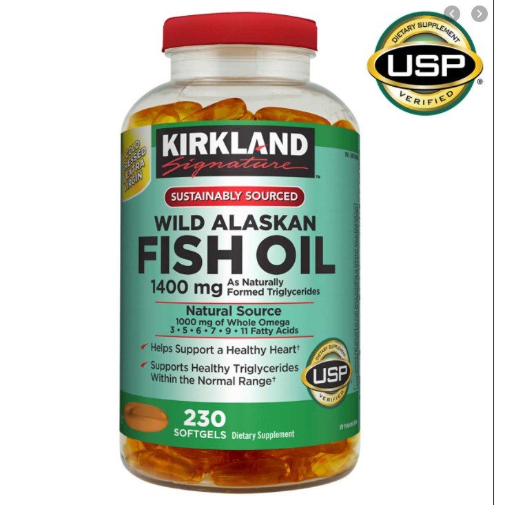 Dầu cá Kirkland Wild Alaskan Fish Oil 1400mg - 230 viên