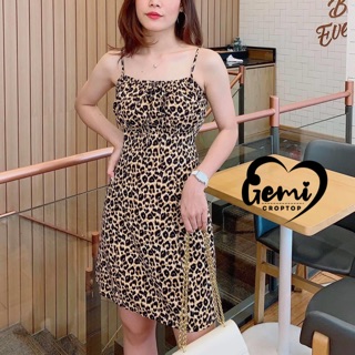 [Mã SKAMLTSM9 giảm 10% đơn 99K] VÁY HAI DÂY HỌA TIẾT DA BEO [GEMI SHOP]