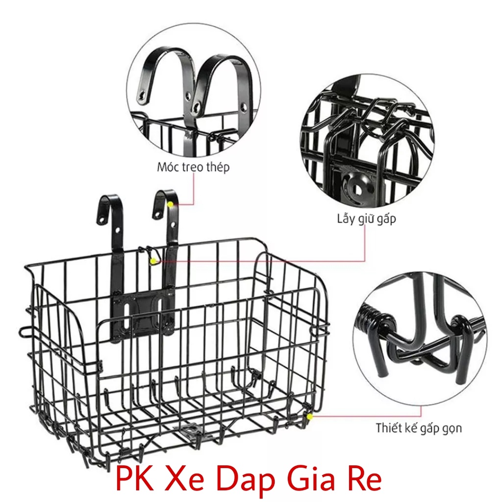 Giỏ Xe Đạp Có Thể Gập Gọn Chất Liệu Kim Loại Kích Thước 33x20x20cm Bền Bỉ Không Gỉ Chất Lương Cao