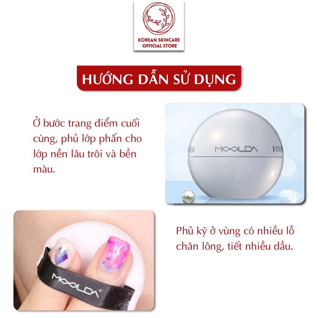 Phấn phủ cho da dầu Moolda 10g khóa ẩm, làm sáng da, giảm hiệu ứng bóng dầu lên đến 24h