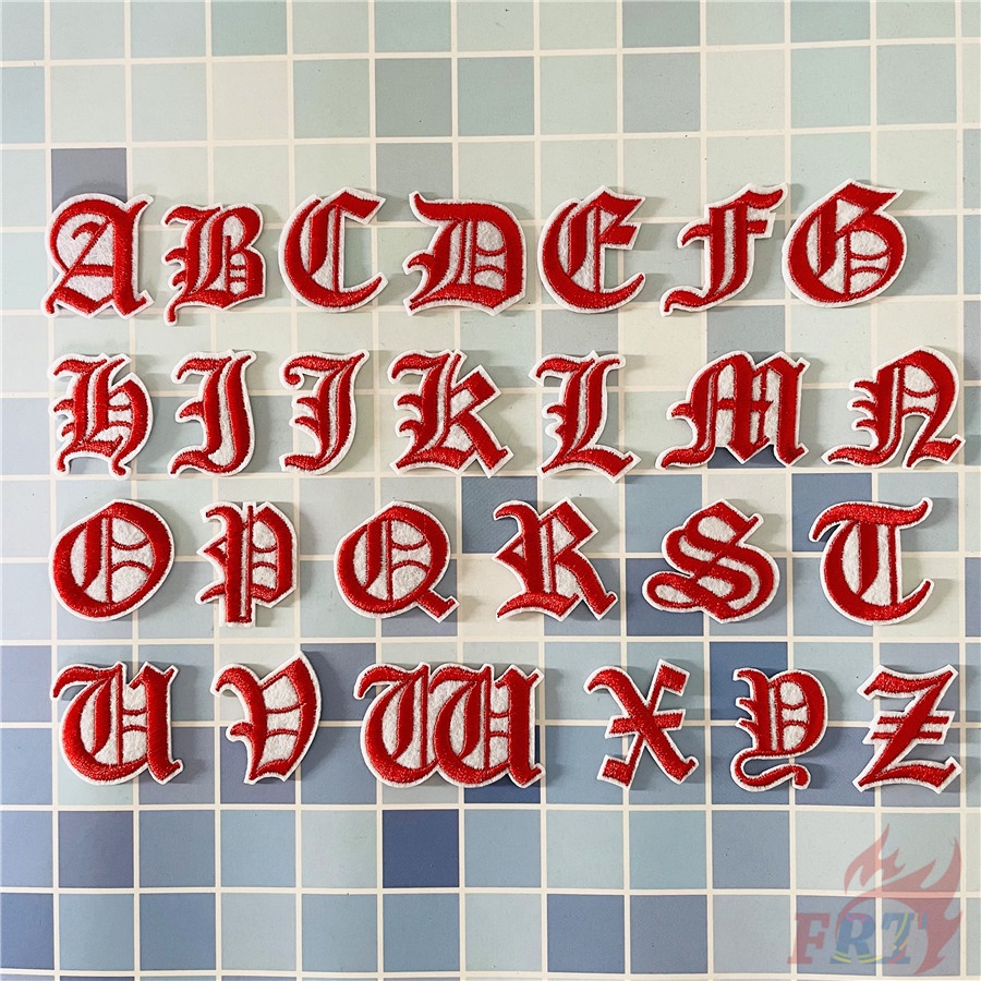 ✿ Miếng Dán Ủi Thêu Chữ Cái Tiếng Anh Mini Series Q-2 (Màu Đỏ) ✿ 1 Sticker Ủi Thêu Hình Huy Hiệu