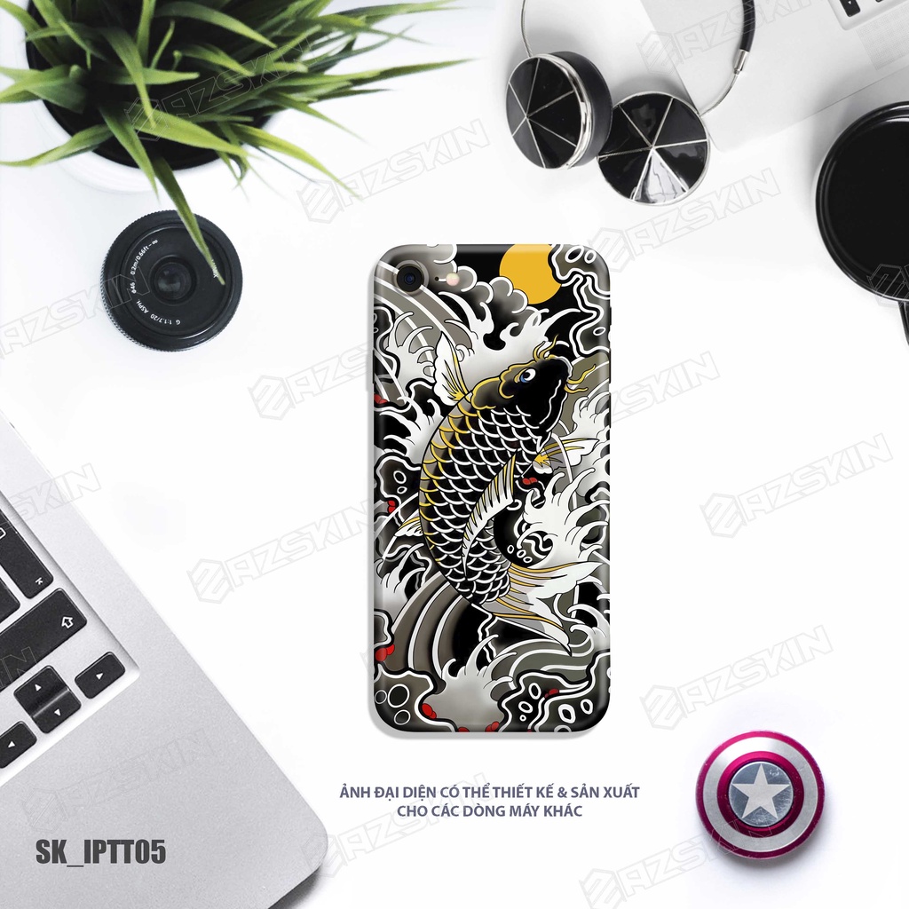 Miếng Dán Skin Cá Chép Tattoo Dành Cho IPhone Series |SK_IPHTT05| Chất Liệu Nhập Khẩu, Khuôn Cắt CNC Dán Full Lưng Viền