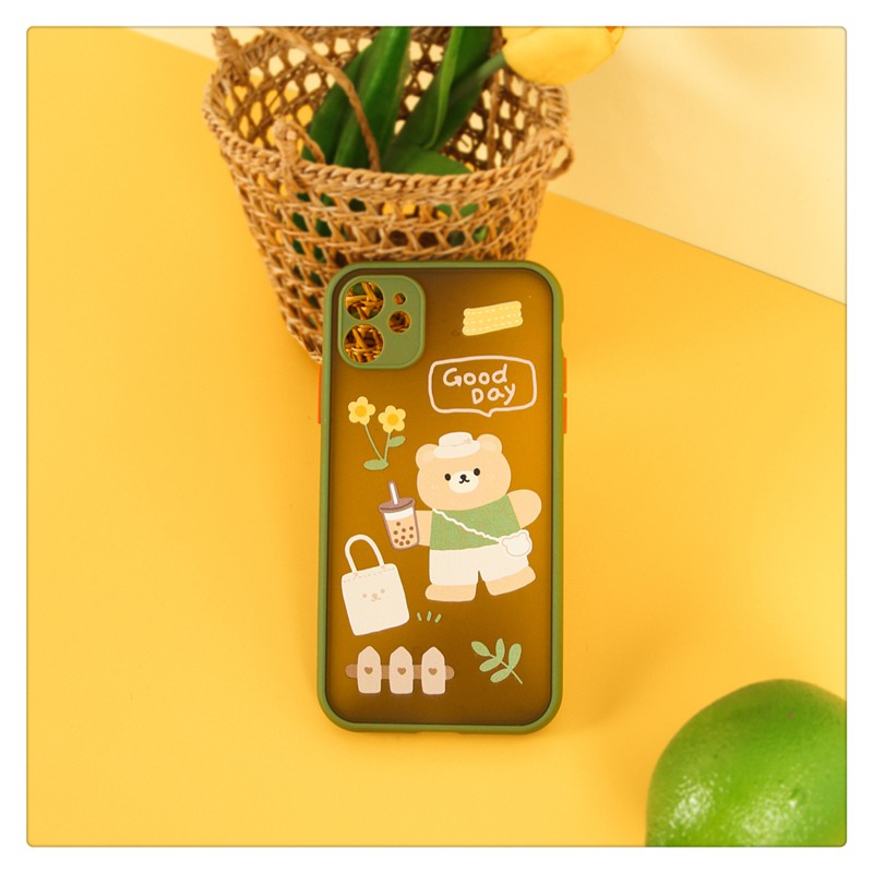 Ốp Onion gấu goodday viền xanh bảo vệ camera iPhone Xr 7 8 7 Plus 8 Plus X Xs Xr XsMax iPhone 11 11 Pro 11 Promax