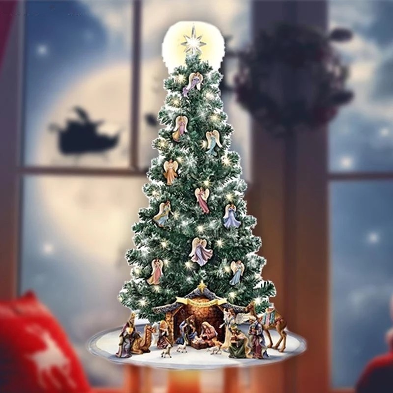 Miếng Dán Cửa Sổ Tĩnh Điện Bằng PVC Chống Nước Họa Tiết Giáng Sinh