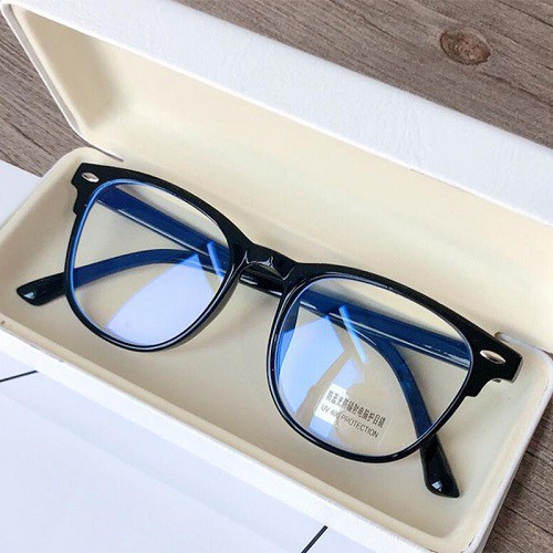 Kính Thời Trang Gọng Nhựa Đen Bóng Toàn Phần Kiểu Nữa Gọng Giảm Bức Xạ Màn Hình