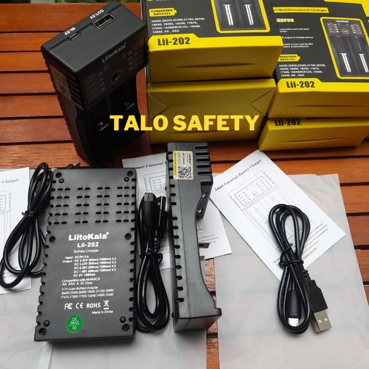 Bộ Sạc Pin chính hãng Liitokala Lii-202, sạc nhiều loại Pin 26650, 22650, 18650, 18490, 21700, 17670, NiMH/NiCd 1.2V:
