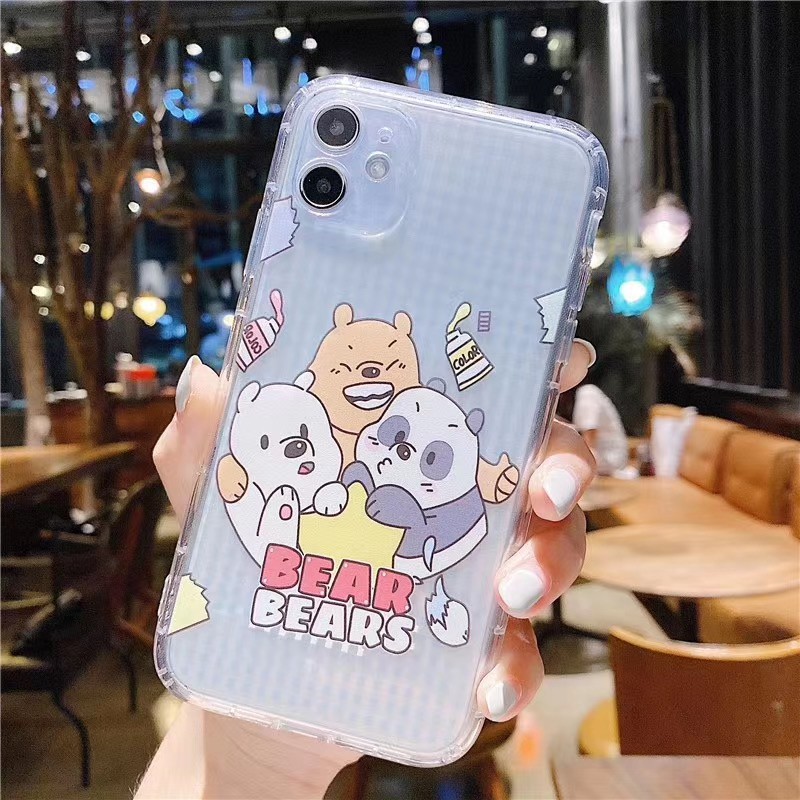 Ốp điện thoại mềm trong suốt hình ba chú gấu 3D cho IPhone 11 11Pro 11Promax X XS XR XSmax 7 8 plus | BigBuy360 - bigbuy360.vn
