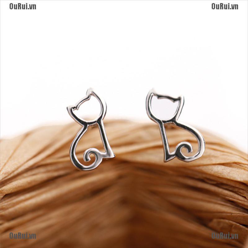 (FCC) Bông Tai Kim Loại Hình Mèo Xinh Xắn Cho Nữ