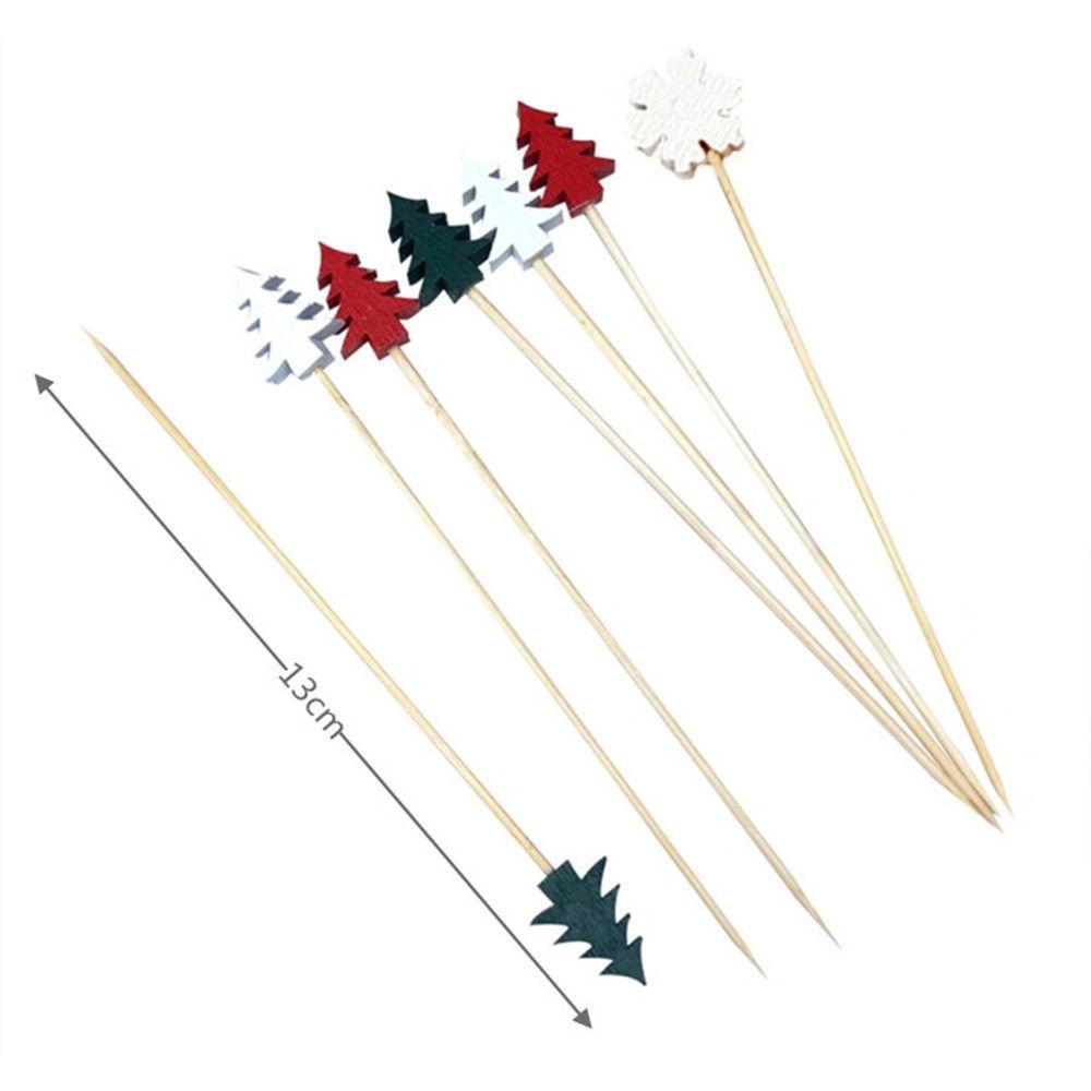 Set 100 Tăm Ghim Trái Cây / Tráng Miệng Nhiều Màu Sắc Trang Trí Tiệc Giáng Sinh