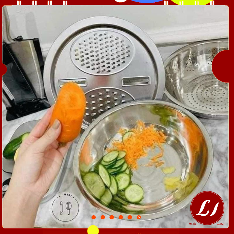 Bộ RỔ NẠO inox 3 chi tiết tiện lợi chế biến rau củ