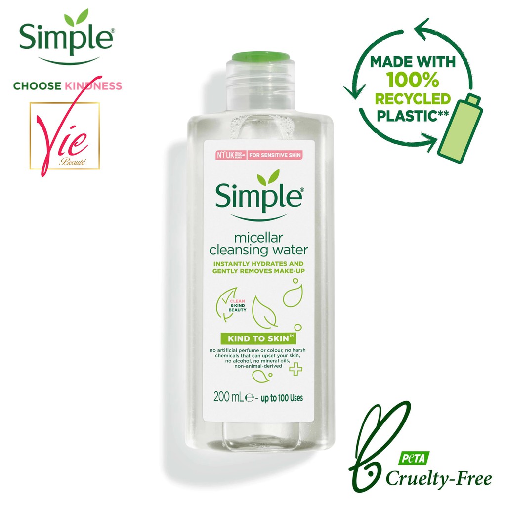 Nước tẩy trang Simple Kind To Kind Micellar Cleansing Water cho da nhạy cảm - Tẩy trang Simple 200ml