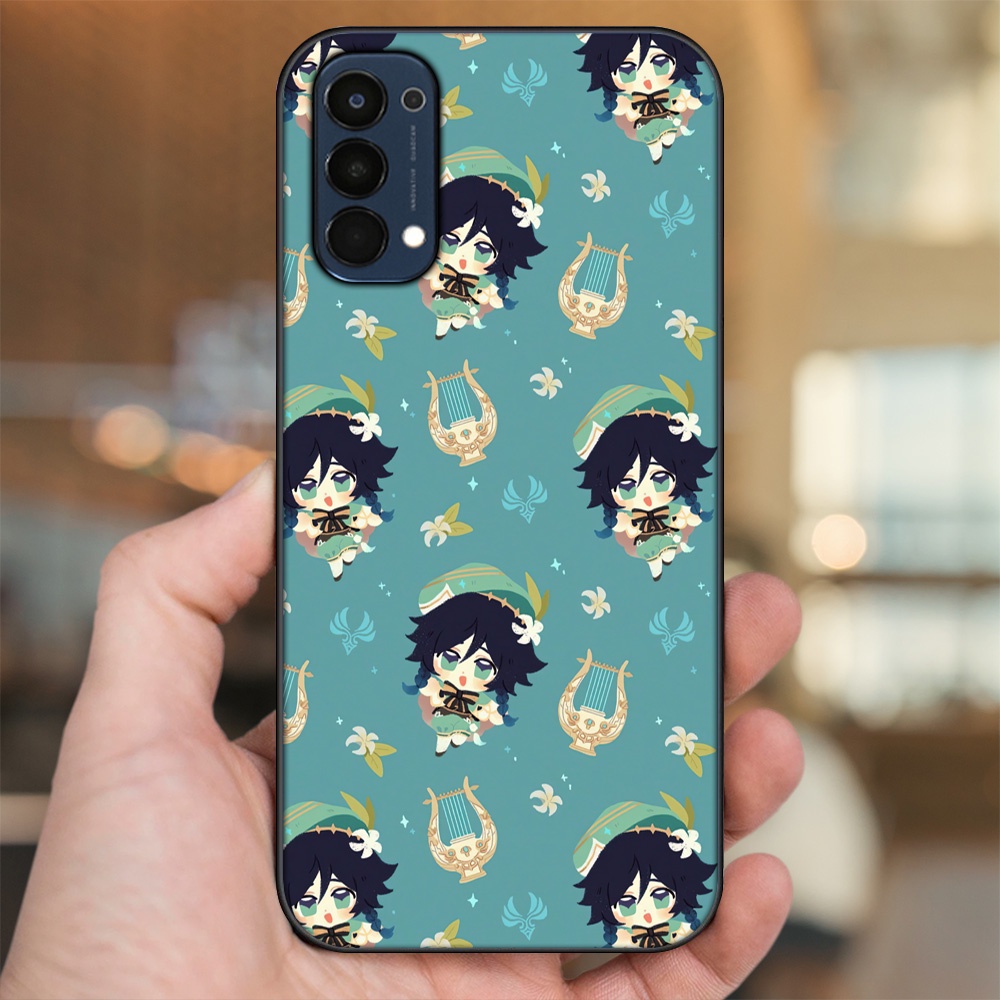 Ốp lưng Oppo Reno 4 viền đen in hình Venti Genshin Impact