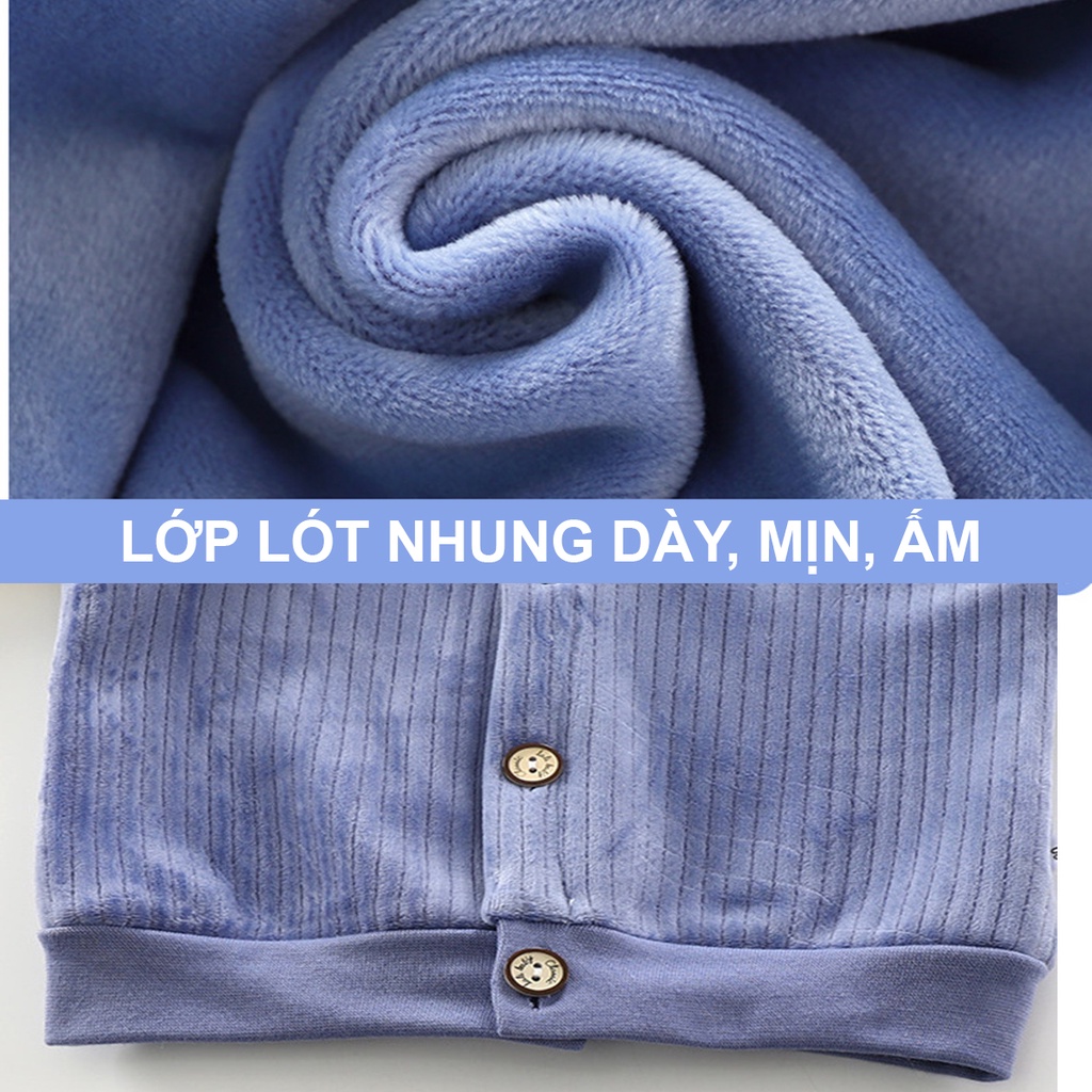 Áo khoác nỉ lót nhung dày dặn cho bé trai bé gái mặc thu đông Hàng Quảng Châu cao cấp AD02